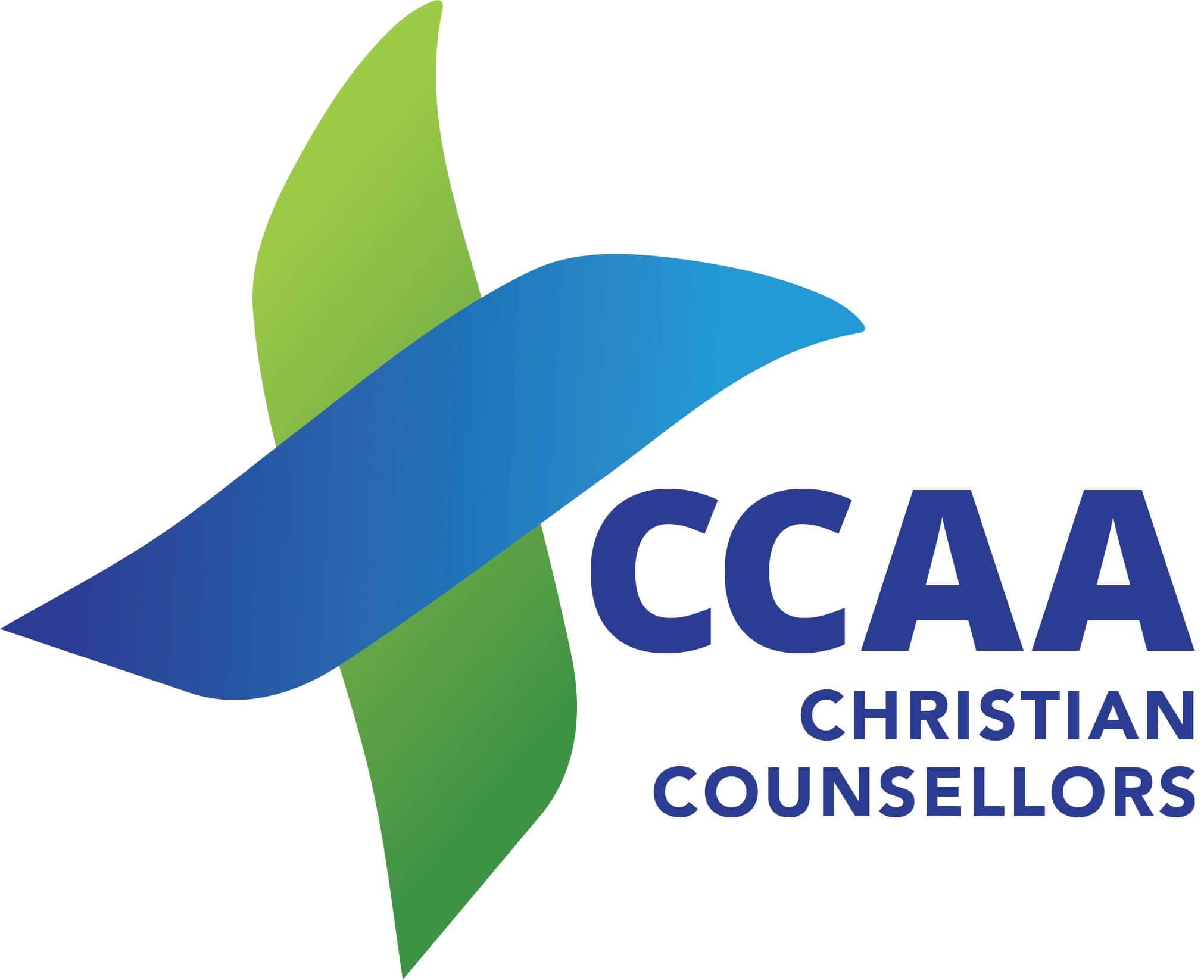Logo of christian counsellors association of australia, featuring a stylized blue and green cross with the acronym "ccaa" and text below.
